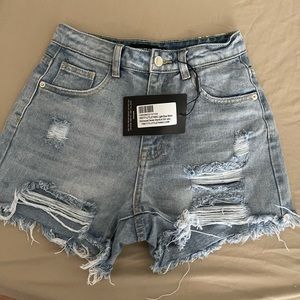 Pretty Little Thing Distressed Denim Shorts